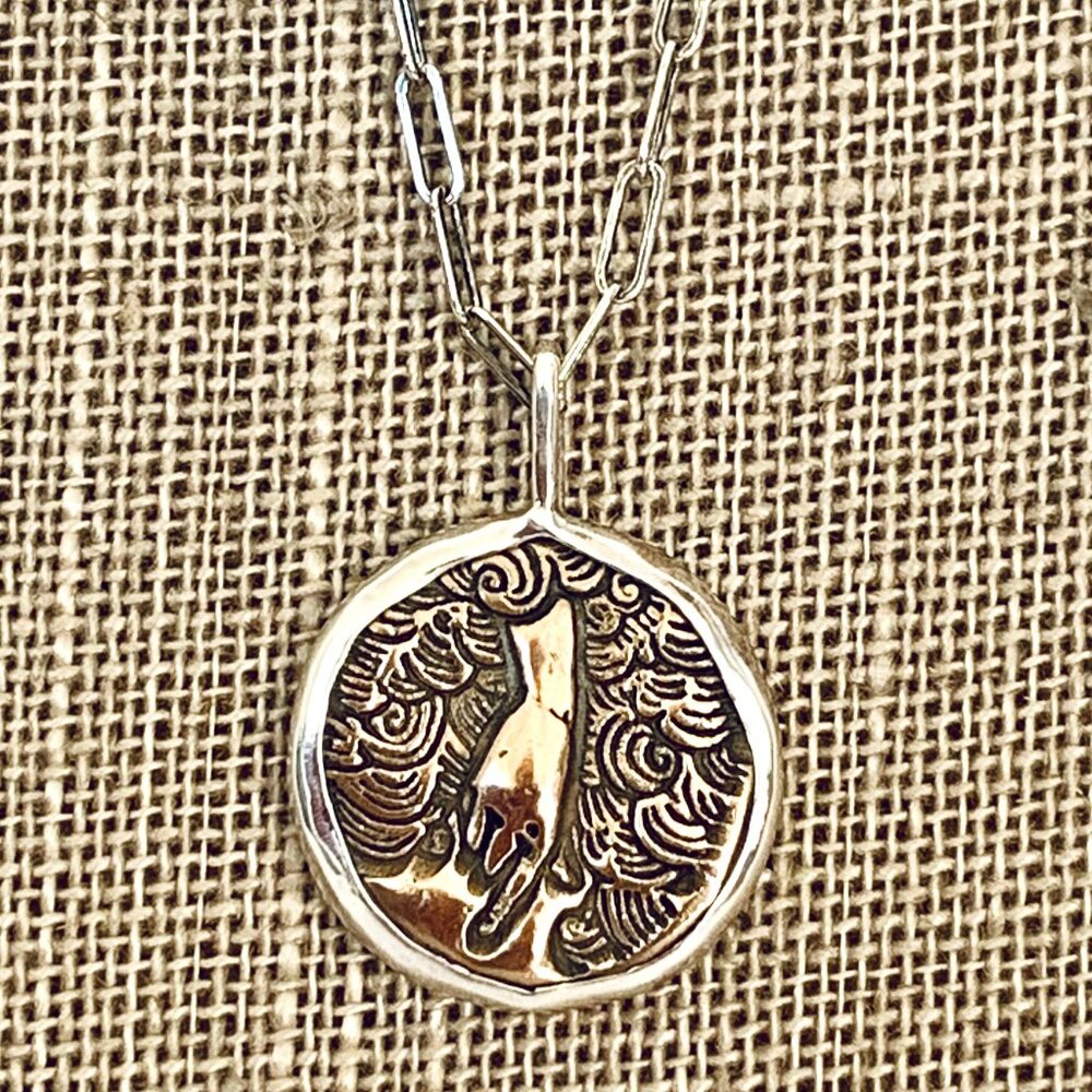 AIR Zodiac Element Sign Symbol Bronze Coin Charm 925 Sterling Silver Necklace